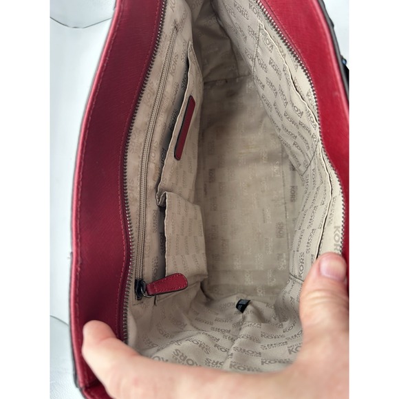 Michael Kors Dark Red Leather‎ Studded Bag Includes Strap EUC - Picture 5 of 13